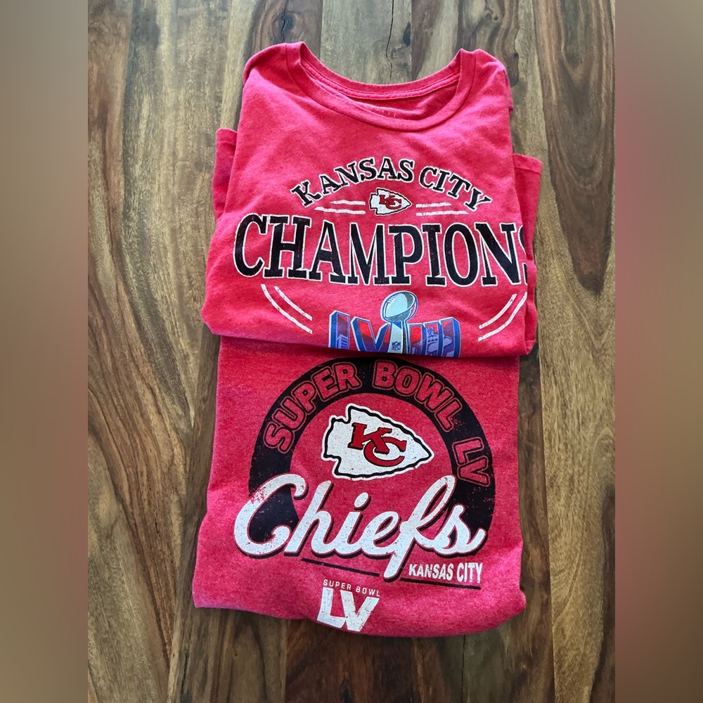 Two Women’s Kansas City Chiefs Long sleeved tees size Medium